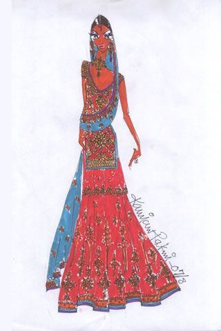 Pakistani Designer Kamiar Rokni Fashion Wear Clothing Sketches 2007