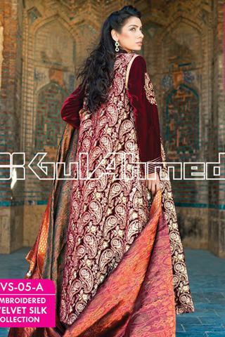 Embroidered Silk Velvet Coat Gul Ahmed Collection
