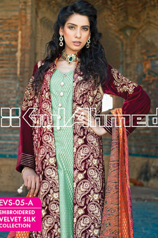 Gul Ahmed Embroidered Silk Velvet Coat Collection