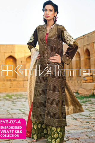 Gul Ahmed Embroidered Silk Velvet Coat Collection