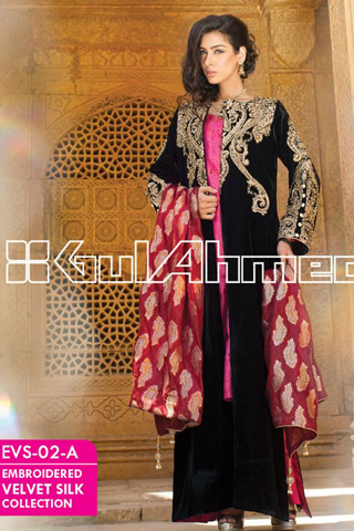 Embroidered Silk Velvet Coat Latest Gul Ahmed Collection