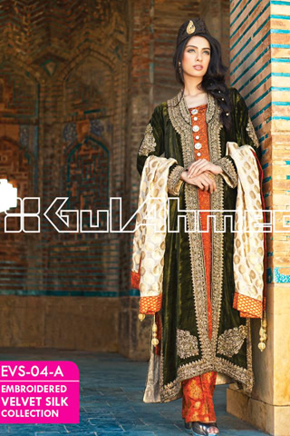 Embroidered Silk Velvet Coat 2014 Gul Ahmed Collection