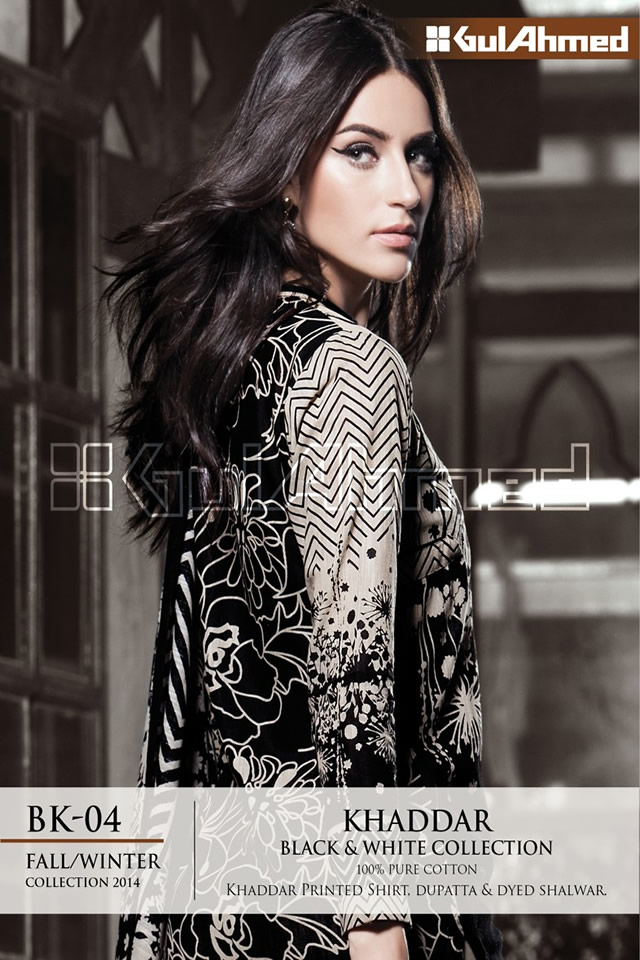 Winter Gul Ahmed 2014 Black and White Collection