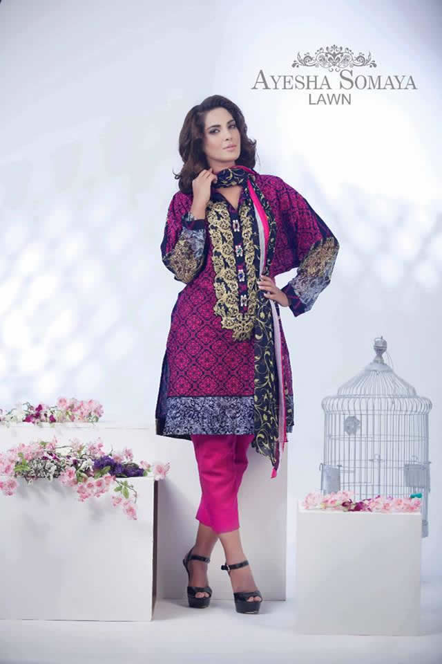 Designer Ayesha Somaya Dresses Summer Lawn Prints 2015