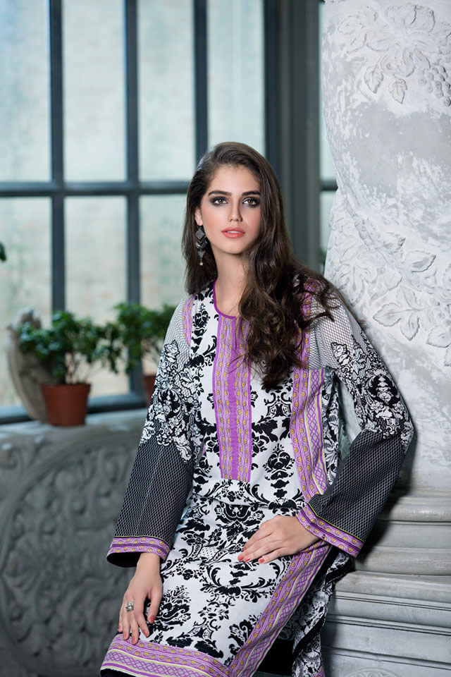 2015 Black White Gul Ahmed Casual Collection Pictures