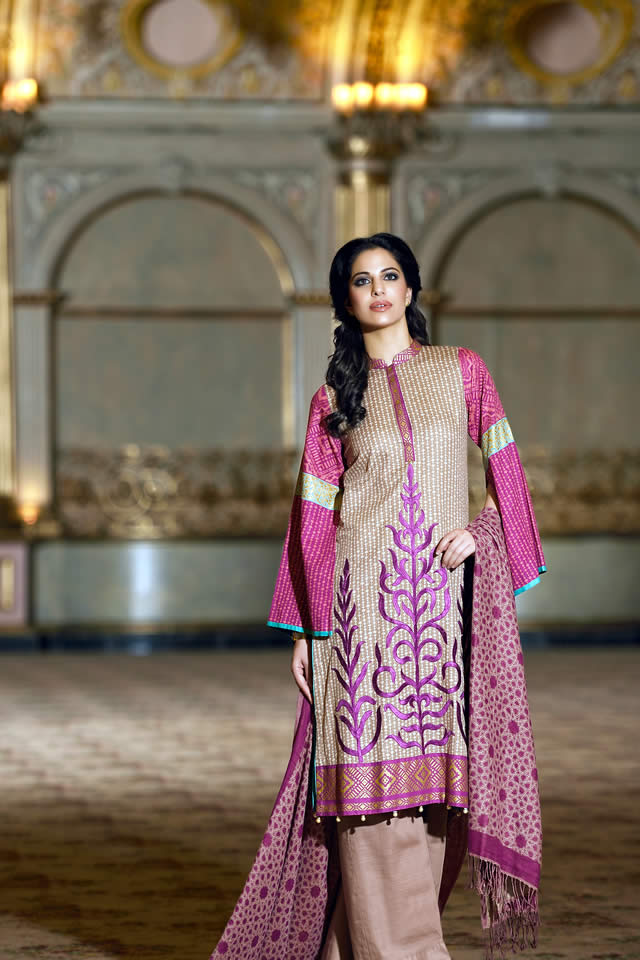 Lala Textiles Winter Dresses collection 2015 Pictures