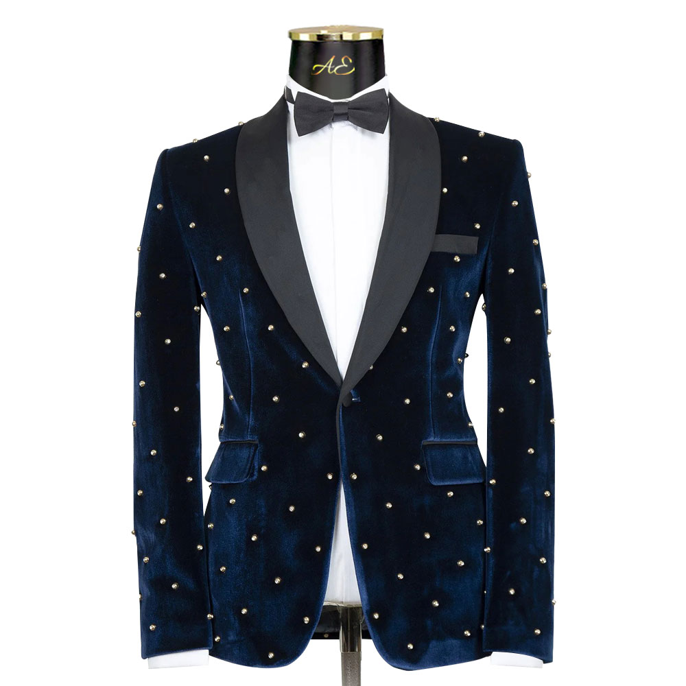 Bespoke Blue Velvet Tuxedo Jacket